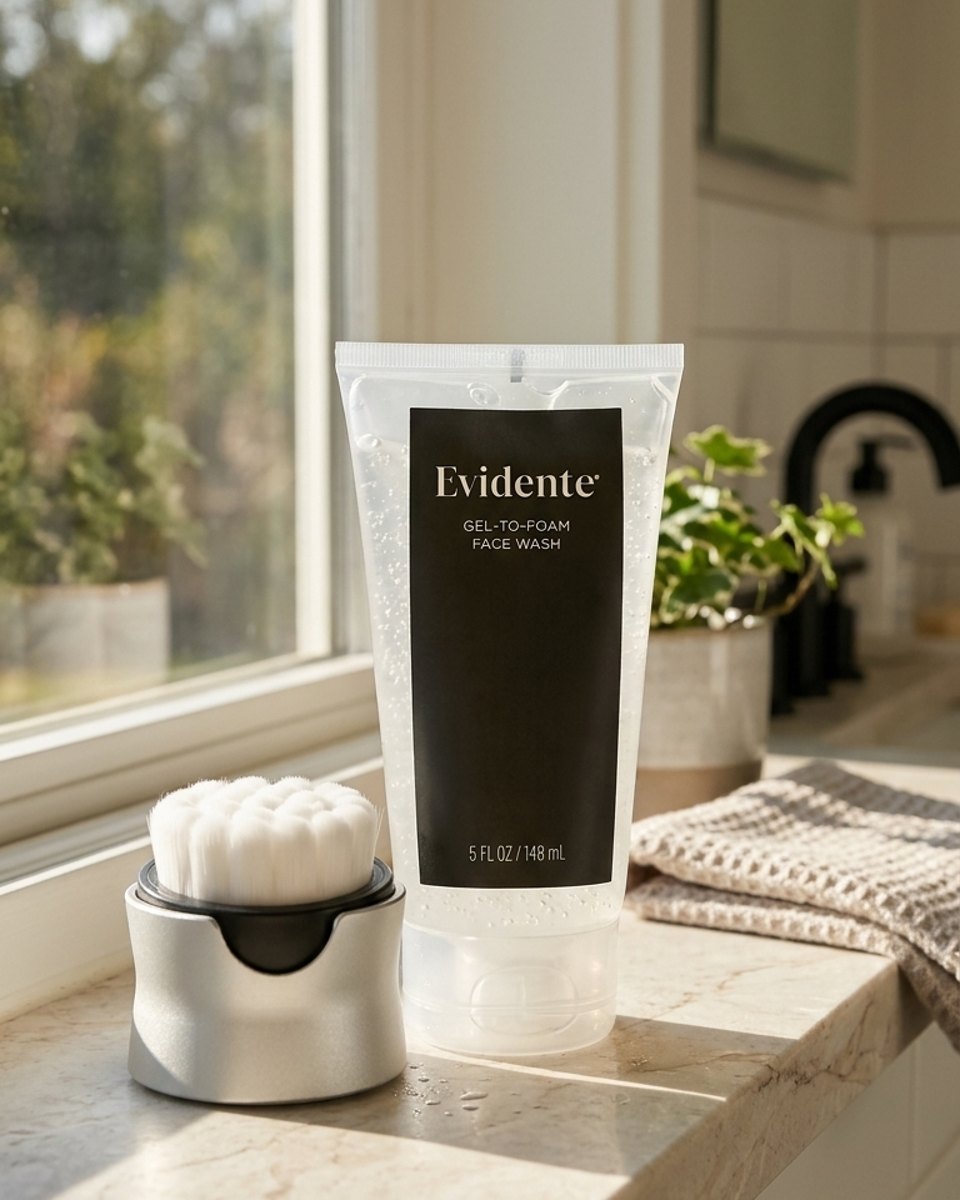 The Evidente brush drying on its aluminum stand